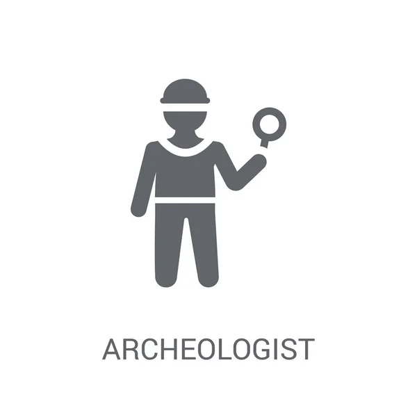 考古学者のアイコンです 職業コレクションから白い背景のトレンディな考古学者のロゴのコンセプト Web アプリ 携帯アプリ 印刷媒体での使用に適しています — ストックベクタ