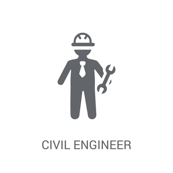 Значок Гражданского Инженера Модная Концепция Логотипа Инженера Строителя Белом Фоне — стоковый вектор