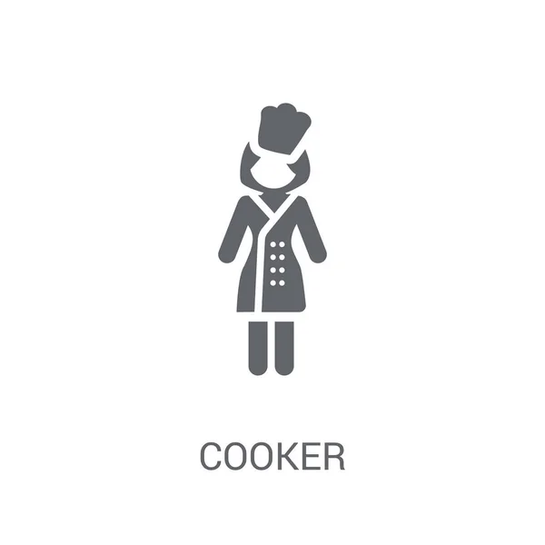 Ícone Fogão Trendy Cooker Logotipo Conceito Fundo Branco Coleção Profissões — Vetor de Stock