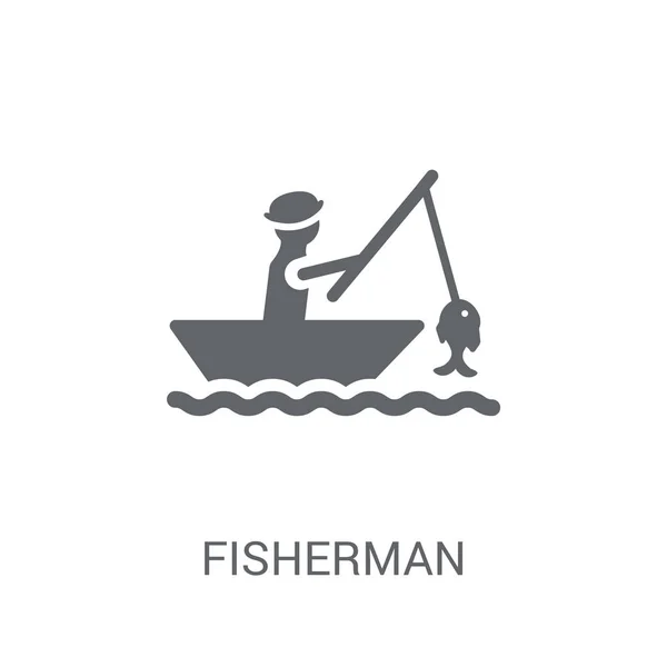 Ícone Pescador Trendy Fisherman Conceito Logotipo Fundo Branco Coleção Profissões — Vetor de Stock