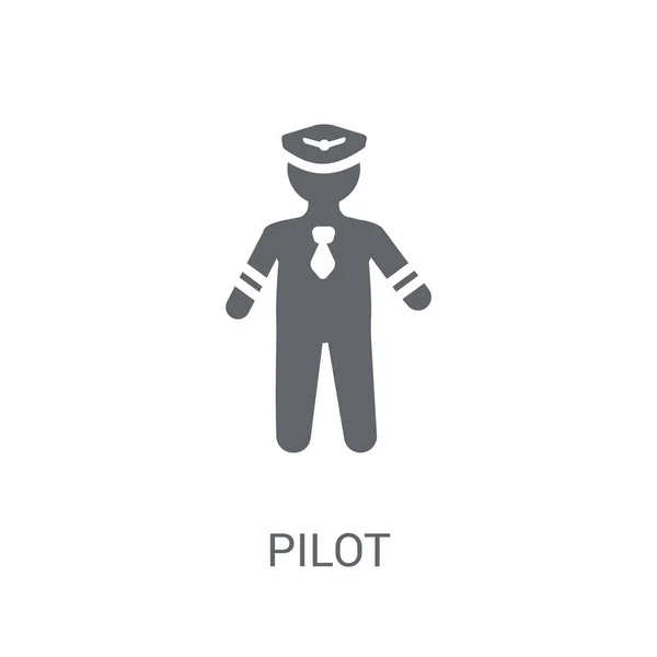 Pilot Simgesi Trendy Pilot Logo Kavramı Meslekler Koleksiyonundan Beyaz Arka — Stok Vektör