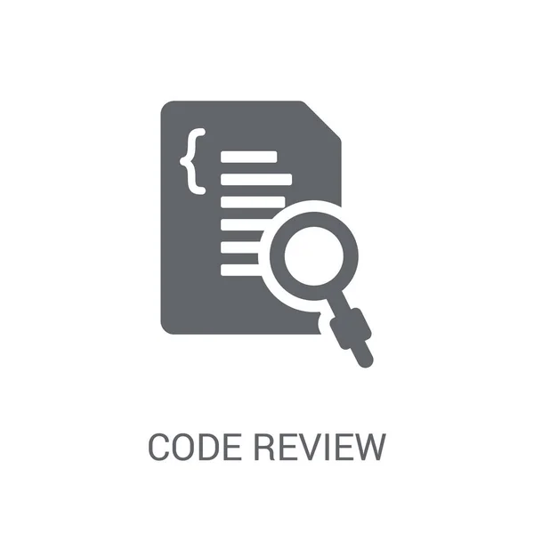Código Icono Revisión Concepto Logotipo Revisión Código Moda Fondo Blanco — Archivo Imágenes Vectoriales