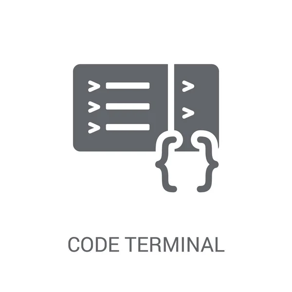 Ikon Terminal Kode Konsep Logo Terminal Trendy Code Pada Latar - Stok Vektor
