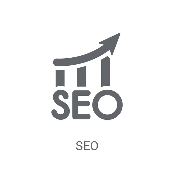 Seo Simgesi Trendy Seo Logo Kavramı Programlama Koleksiyonundan Beyaz Arka — Stok Vektör