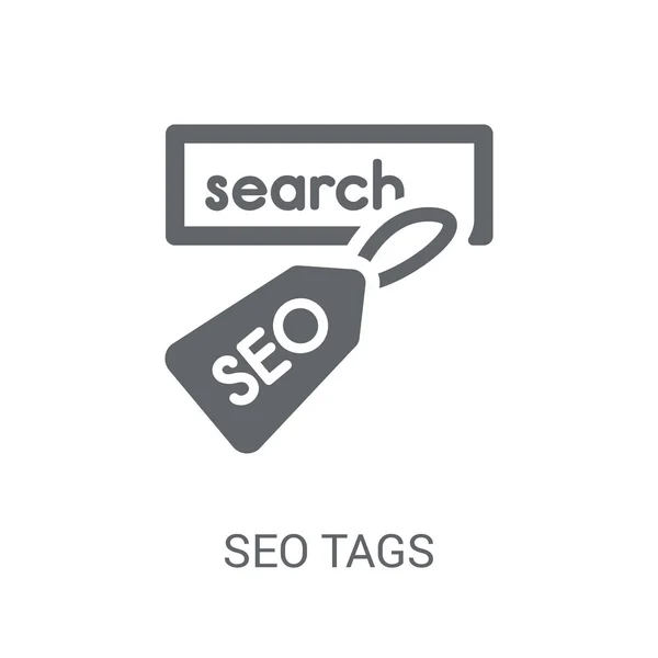 Seo Tag Icona Trendy Seo Tags Logo Concept Sfondo Bianco — Vettoriale Stock