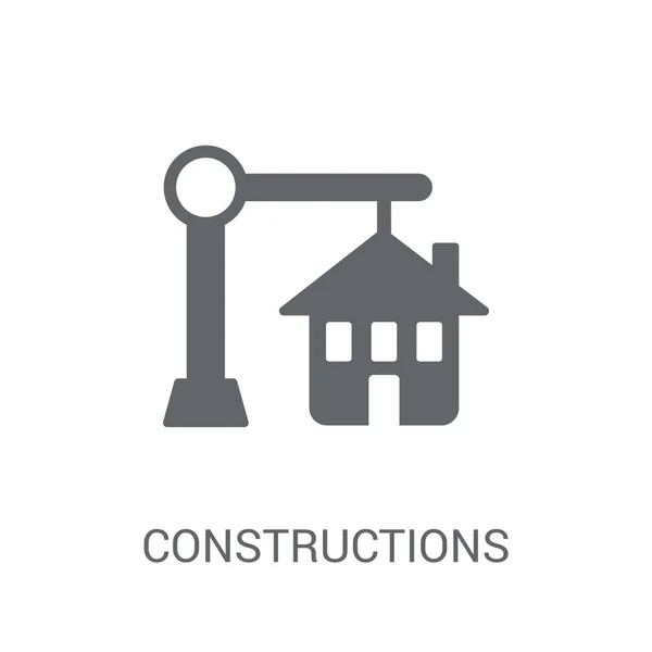 Het Pictogram Van Constructies Trendy Constructies Logo Concept Witte Achtergrond — Stockvector