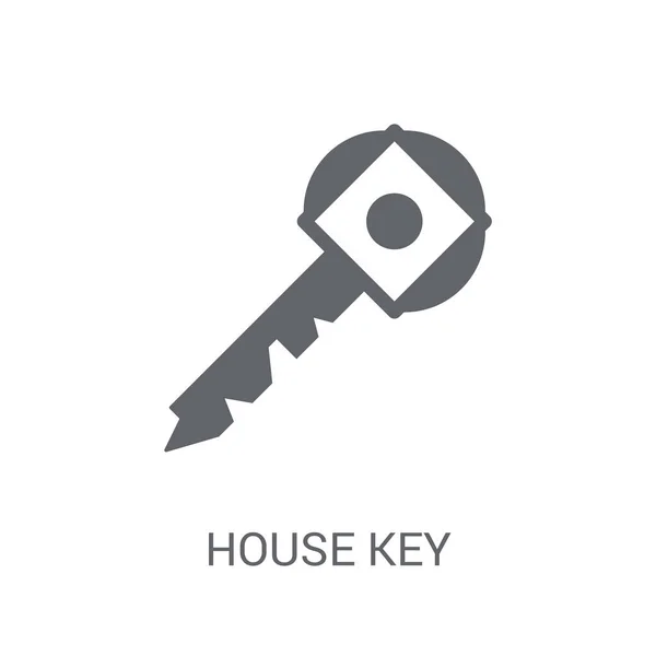 Icône Maison Clé Concept Logo Trendy House Key Sur Fond — Image vectorielle