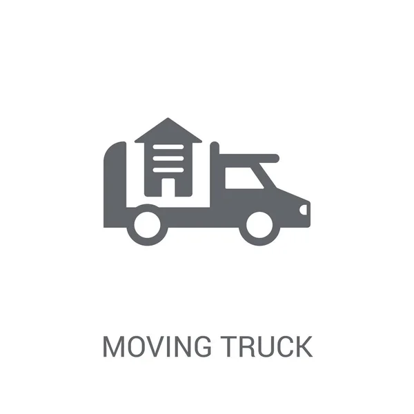 Пересування Піктограми Вантажівки Тенденція Концепція Логотипу Рухомої Вантажівки Білому Тлі — стоковий вектор