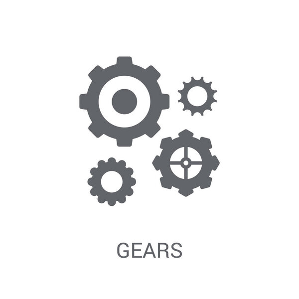 Gears icon. Trendy Gears logo concept on white background from Startup Strategy and Success collection. Suitable for use on web apps, mobile apps and print media.