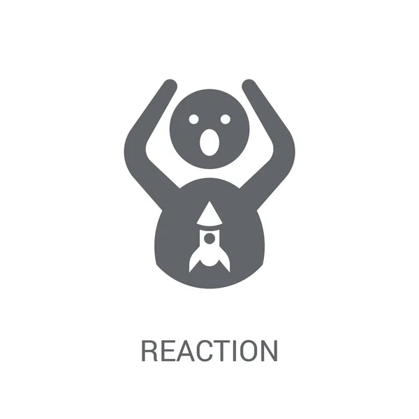 Ícone Reação Trendy Reaction Logo Concept White Background Startup Strategy — Vetor de Stock