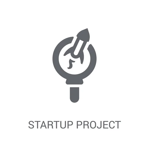 Startup Icono Búsqueda Proyectos Concepto Logo Búsqueda Proyectos Startup Moda — Vector de stock