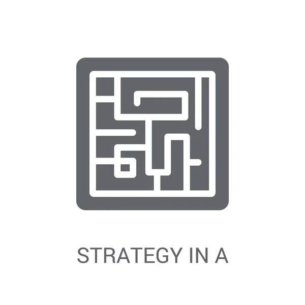 Estratégia Ícone Labirinto Estratégia Moda Conceito Logotipo Labirinto Fundo Branco — Vetor de Stock