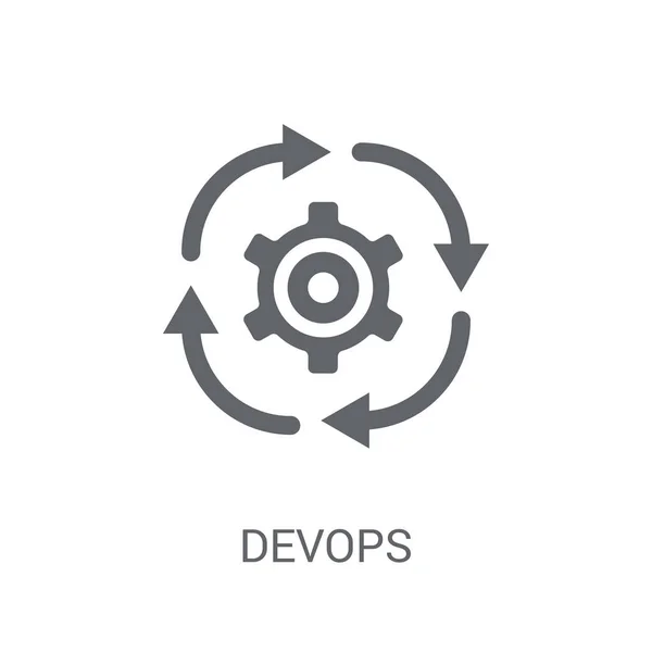 Devops Ikon Trendi Devops Logo Fogalom Fehér Háttér Technológia Gyűjteményből — Stock Vector