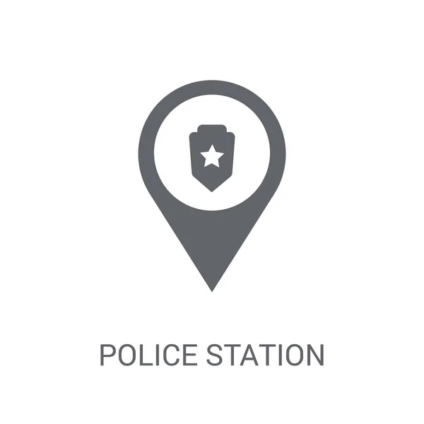 Polisstation Tecken Ikonen Trendiga Polisstationen Logga Logotyp Koncept Vit Bakgrund — Stock vektor