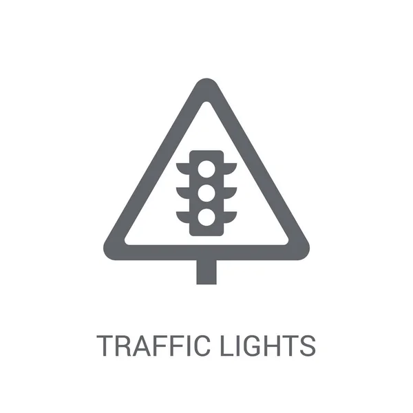 Icono Señal Semáforo Trendy Traffic Lights Sign Logo Concept White — Vector de stock