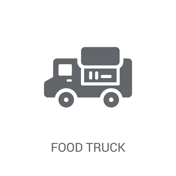 Харчової Вантажівка Значок Модний Вантажівка Логотип Концепція Продовольство Білому Тлі — стоковий вектор