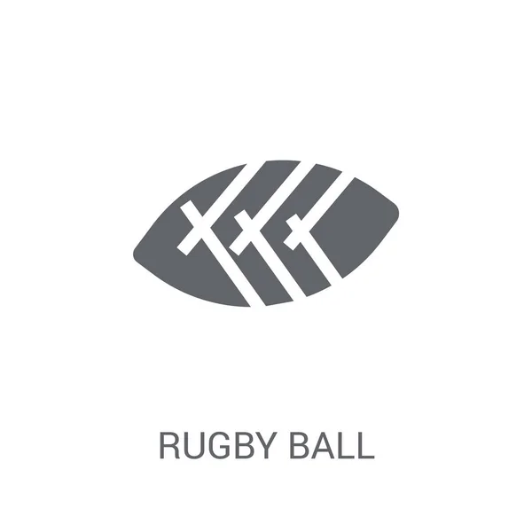 Rugby Boll Ikonen Trendiga Rugby Boll Logotyp Koncept Vit Bakgrund — Stock vektor