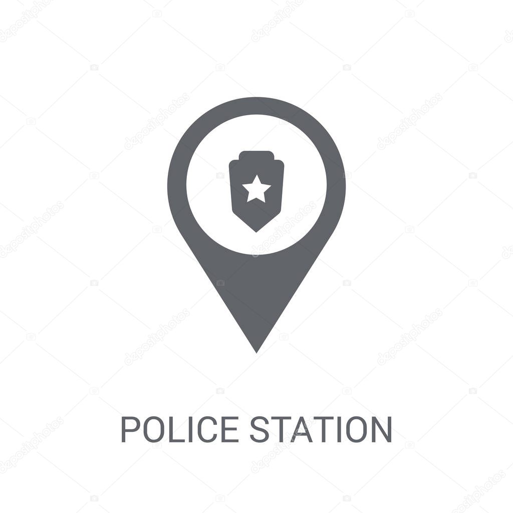 Police station sign icon. Trendy Police station sign logo concept on white background from Traffic Signs collection. Suitable for use on web apps, mobile apps and print media.