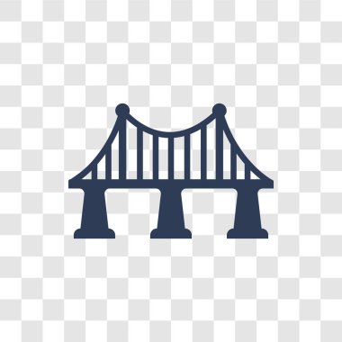 Bridge simgesini. Trendy köprü logo kavramı mimarisi ve seyahat koleksiyonundan şeffaf arka plan üzerinde