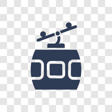 Teleferik simgesi. Trendy Cable car logo kavramı mimarisi ve seyahat koleksiyonundan şeffaf arka plan üzerinde