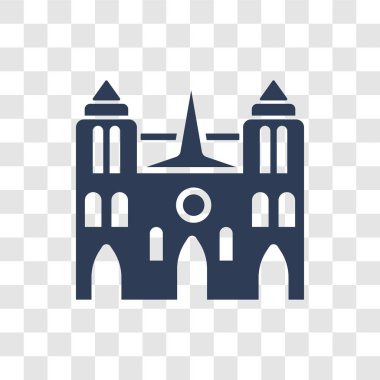 Notre dame simgesi. Trendy Notre dame logo kavramı mimarisi ve seyahat koleksiyonundan şeffaf arka plan üzerinde