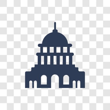 Beyaz Saray simgesi. Trendy Beyaz Saray logo kavramı mimarisi ve seyahat koleksiyonundan şeffaf arka plan üzerinde