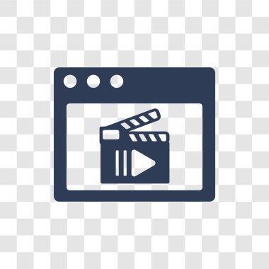 Online film simgesi. Popüler Online film logo kavramı sinema koleksiyonundan şeffaf arka plan üzerinde