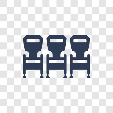 Koltuk simge. Son moda koltuk logo kavramı sinema koleksiyonundan şeffaf arka plan üzerinde