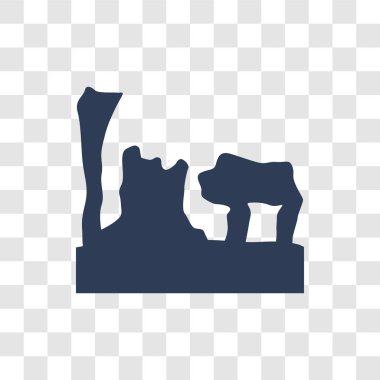 Rock simge. Trendy Rock logo kavramı çöl koleksiyonundan şeffaf arka plan üzerinde