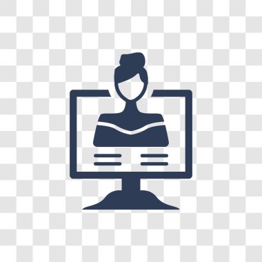 mesafe öğretmen simgesi. Modaya uygun mesafe öğretmen logo kavramı E-öğrenme ve eğitim koleksiyonundan şeffaf arka plan üzerinde