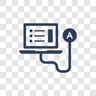 Çevrimiçi deneme simgesi. Popüler Online test E-öğrenme şeffaf arka plan üzerinde logo kavramı ve eğitim koleksiyonu