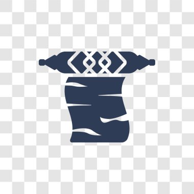 Parşömen simgesi. E-öğrenme ve eğitim koleksiyonundan şeffaf arka plan üzerinde trendy parşömen logo kavramı