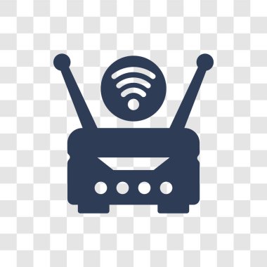 Kablosuz yönlendirici simgesi. Modaya uygun kablosuz yönlendirici logo kavramı Internet güvenlik ve ağ koleksiyonundan şeffaf arka plan üzerinde