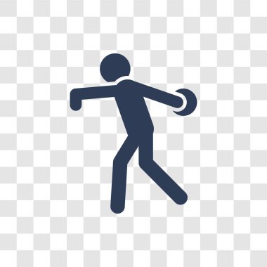 Discus atmak simgesi. Trendy discus spor koleksiyonundan şeffaf arka plan üzerinde logo kavramı atmak