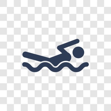Yüzme simgesi. Modaya uygun yüzme logo kavramı spor koleksiyonundan şeffaf arka plan üzerinde