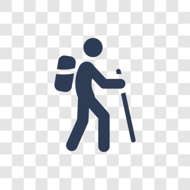 Hiking simgesi. Trendy Hiking logo kavramı etkinlik ve Hobiler koleksiyon şeffaf arka plan üzerinde