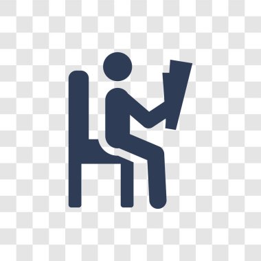 Gazete readign simgesi. Trendy gazete readign logo kavramı etkinlik ve Hobiler koleksiyon şeffaf arka plan üzerinde