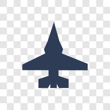 avcı uçağı simgesi. Trendy avcı uçağı logo kavramı ordu ve savaş koleksiyonundan şeffaf arka plan üzerinde