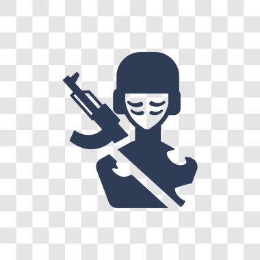 Piyade simgesi. Trendy piyade logo kavramı ordu ve savaş koleksiyonundan şeffaf arka plan üzerinde