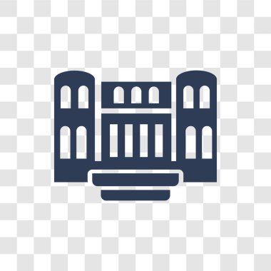 Askeri Antik Bina simgesi. Ordu ve savaş koleksiyonundan şeffaf arka plan üzerinde logo kavramı bina trendy askeri antik