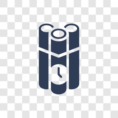 Saat simgesi ile saatli bomba. Ordu ve savaş koleksiyonundan şeffaf arka plan üzerinde saat logo konseptiyle trendy saatli bomba