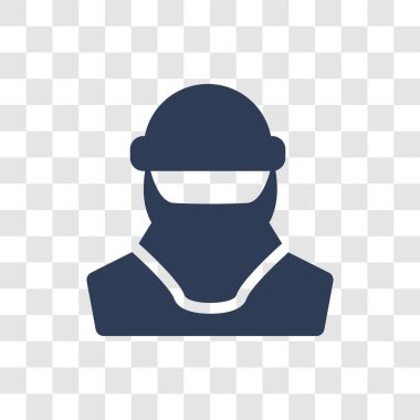 Terörist simgesi. Trendy terörist logo kavramı ordu ve savaş koleksiyonundan şeffaf arka plan üzerinde