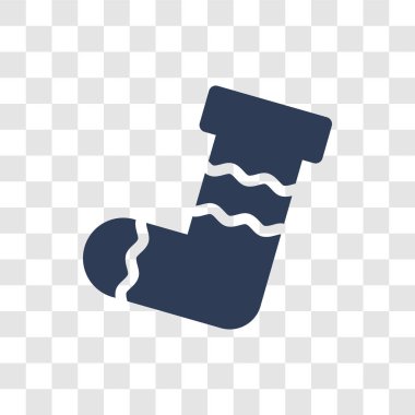 Noel çorap simgesi. Trendy Noel çorap logo kavramı Noel koleksiyonundan şeffaf arka plan üzerinde