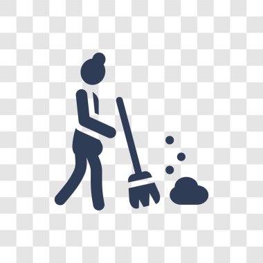 Süpürge simgesi. Trendy süpürge logo kavramı üzerinden toplama temizlik şeffaf arka plan üzerinde