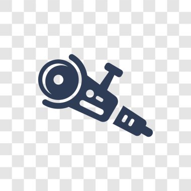 Açı değirmeni sembolü. Modaya uygun açı değirmeni logo kavramı inşaat koleksiyonundan şeffaf arka plan üzerinde