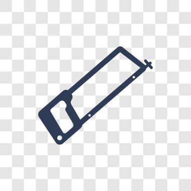 Demir testeresi simgesi. Gözde demir testeresi logo kavramı inşaat koleksiyonundan şeffaf arka plan üzerinde