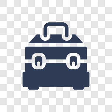 Araç kutusu simgesi. Modaya uygun aracı inşaat koleksiyonundan şeffaf arka plan üzerinde logo kavramı kutu