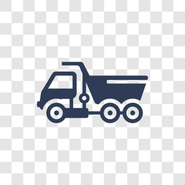 Devirmeli araçlar simgesi. Modaya uygun damperli logo kavramı inşaat koleksiyonundan şeffaf arka plan üzerinde