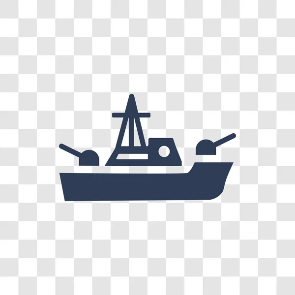 Ícone Militar Nave Conceito Logotipo Navio Militar Moda Fundo Transparente — Vetor de Stock