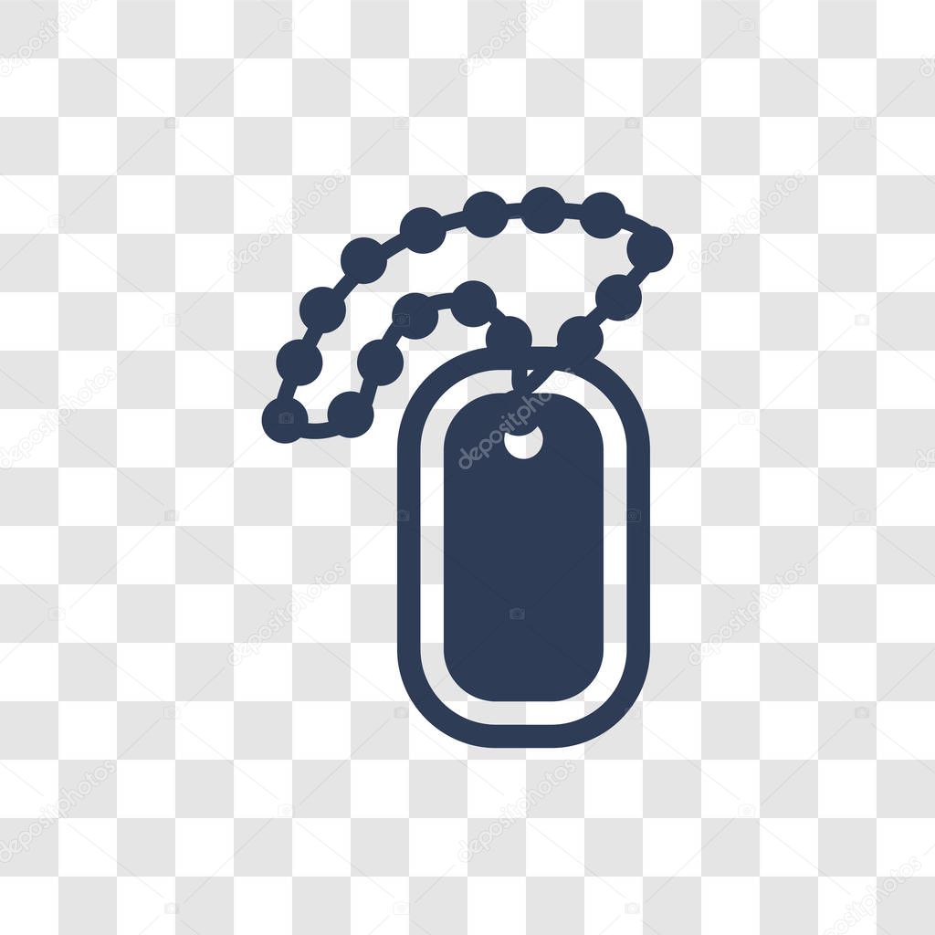 Dog tag icon. Trendy Dog tag logo concept on transparent background from army and war collection